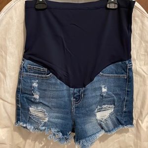 Distressed Maternity Shorts